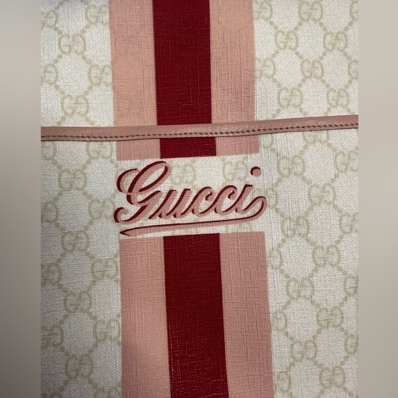 GUCCI canvass crossbody bag in pink and white - Picture 5 of 17